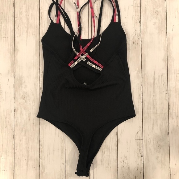Victoria's Secret Strapped black ribbed logo bodysuit - Picture 4 of 8